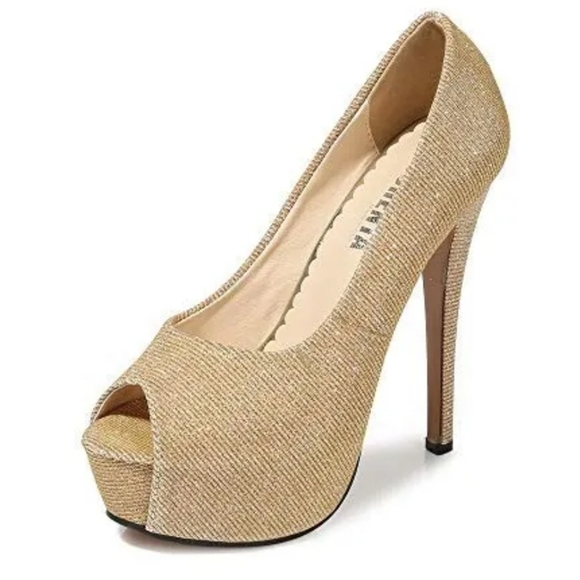 OCHENTA Women's Peep Toe Heels Platform Pumps Size 9.5 - Picture 1 of 13